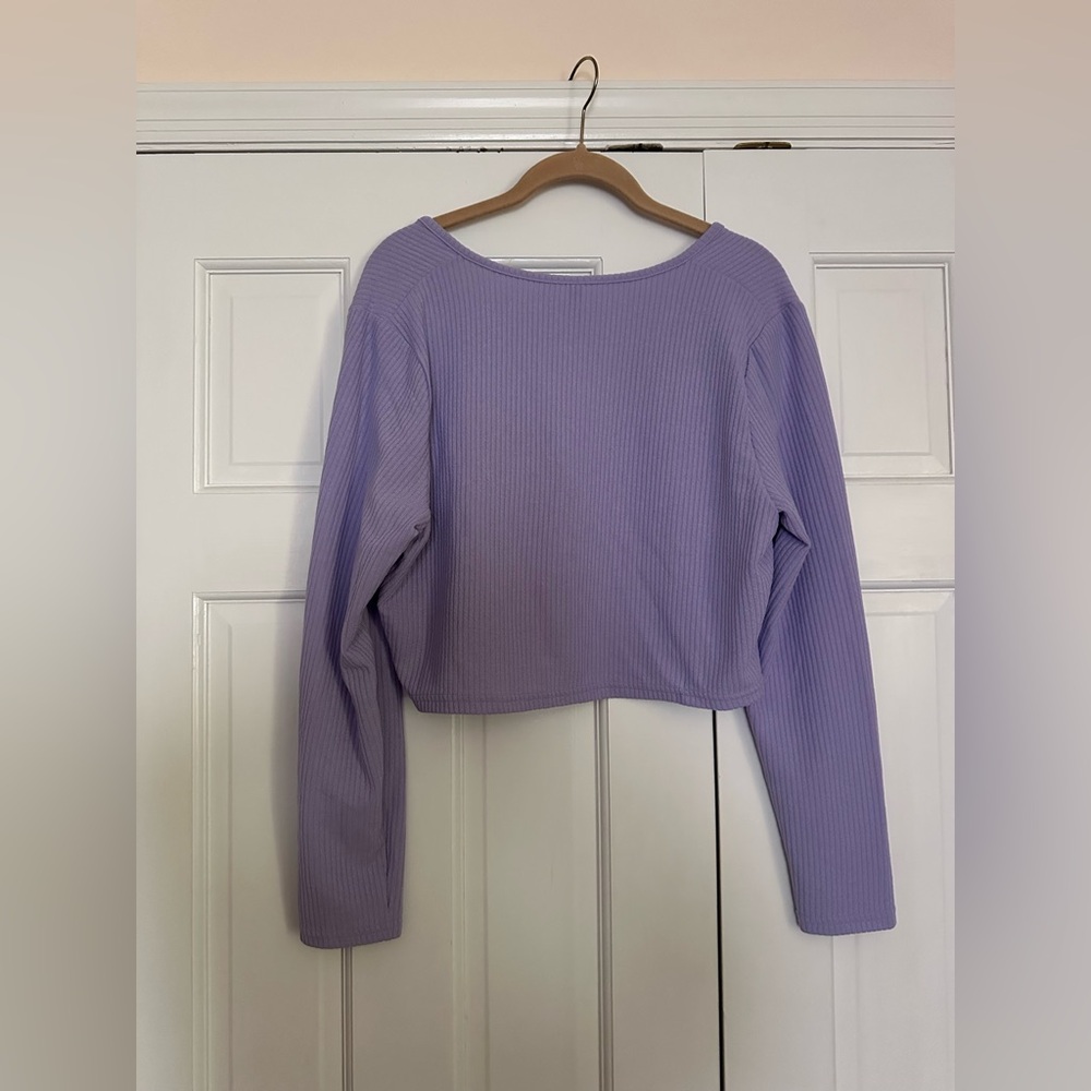 Divided Lilac Ribbed Long Sleeve Crop Top - Picture 3 of 3